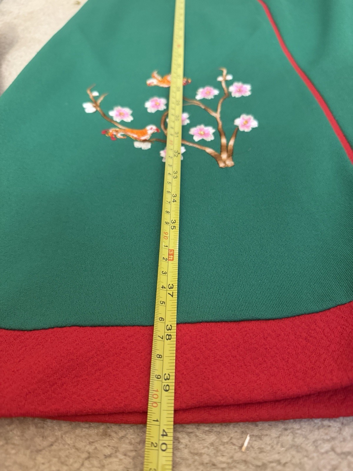 2 Vintage Handmade Embroidered Maxi Skirts Asian Bird & Cherry Blossom 24 Inches
