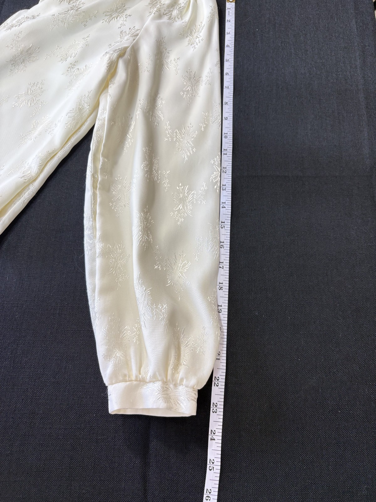 Vintage Ivory Jacquard Blouse Cottagecore Romantic Boho Long Sleeve You Babes