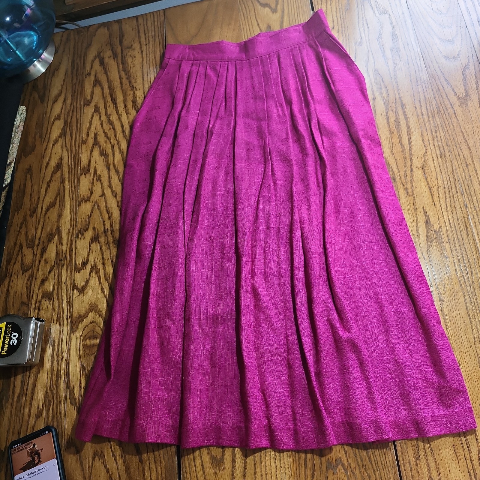 Vintage RLM Womens 10P Rayon FLAX Pleated Skirt PREPPY MADE IN USA POCKETS