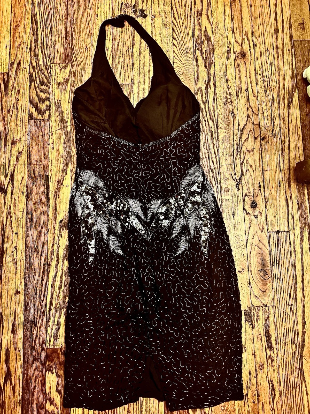 Vintage Black Beaded Halter Cocktail Gown