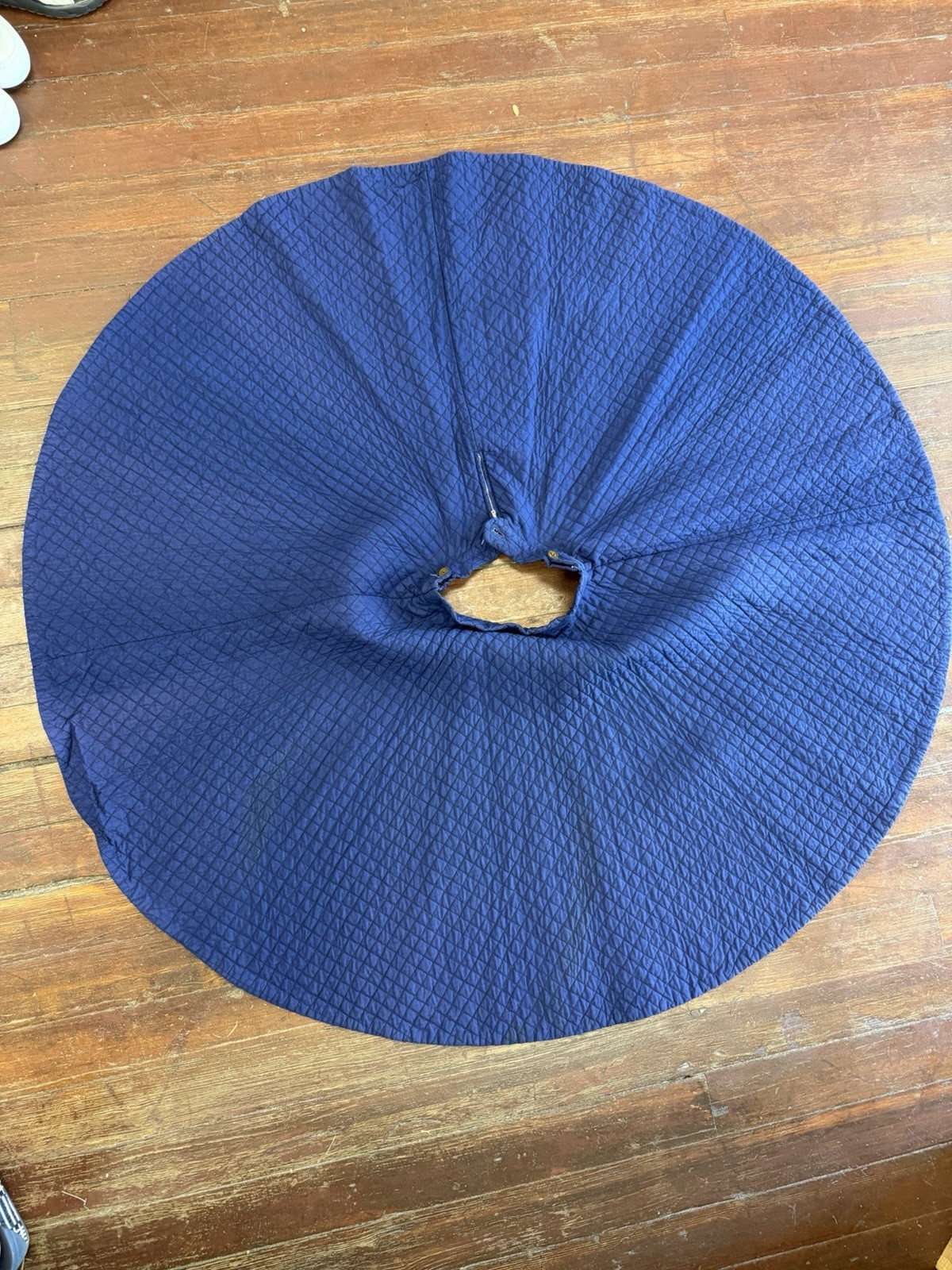 Vintage 50s Navy Rayon Quilted Rockabilly SWING Full 110″ Sweep Circle Skirt XXS
