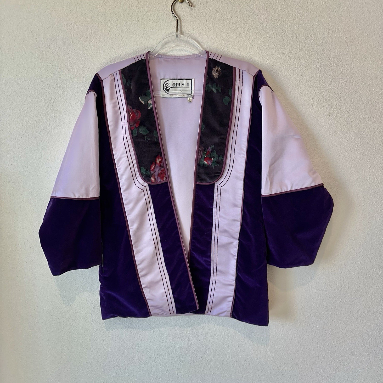OPUS 1 by Diana Floral Velvet Vintage Kimono Boho Jacket One Size Fits All 70s