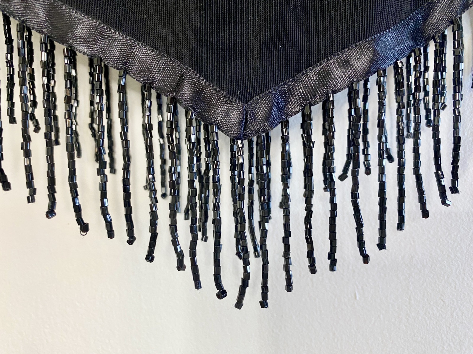 VTG 90’s Y2K Black Bead Fringe Asymmetrical Party Wedding Prom Dress Whimsigoth