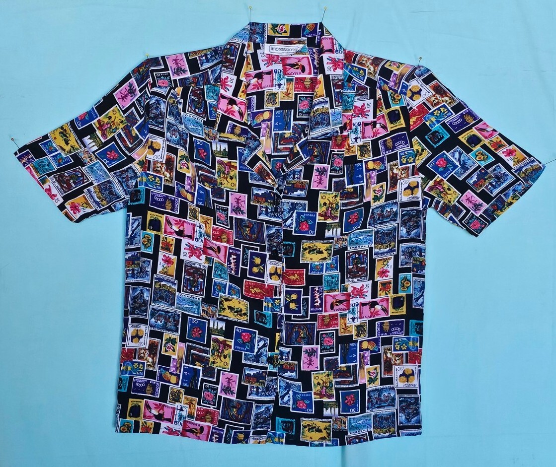 Women’s Impressions of California blouse International Stamps Print
