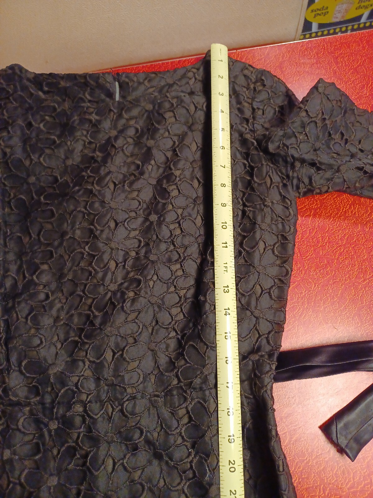 True Vtg Mid-century 1950s 1960s Black Embroidered Cutout Cocktail Dress Mod MCM