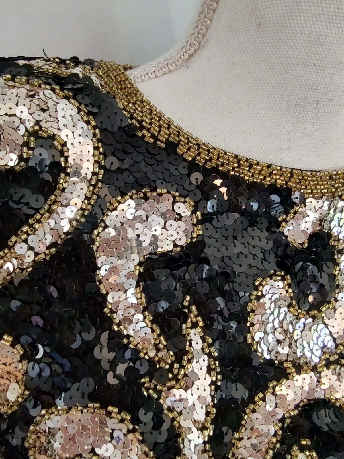 90’s Vintage Joan Leslie Sequin Top Blouse Sparkle Long Sleeve Black Sz 10