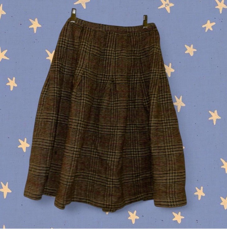 VTG Prestige of Boston 100% Wool Pleated Midi Skirt Cottagecore Academia Plaid
