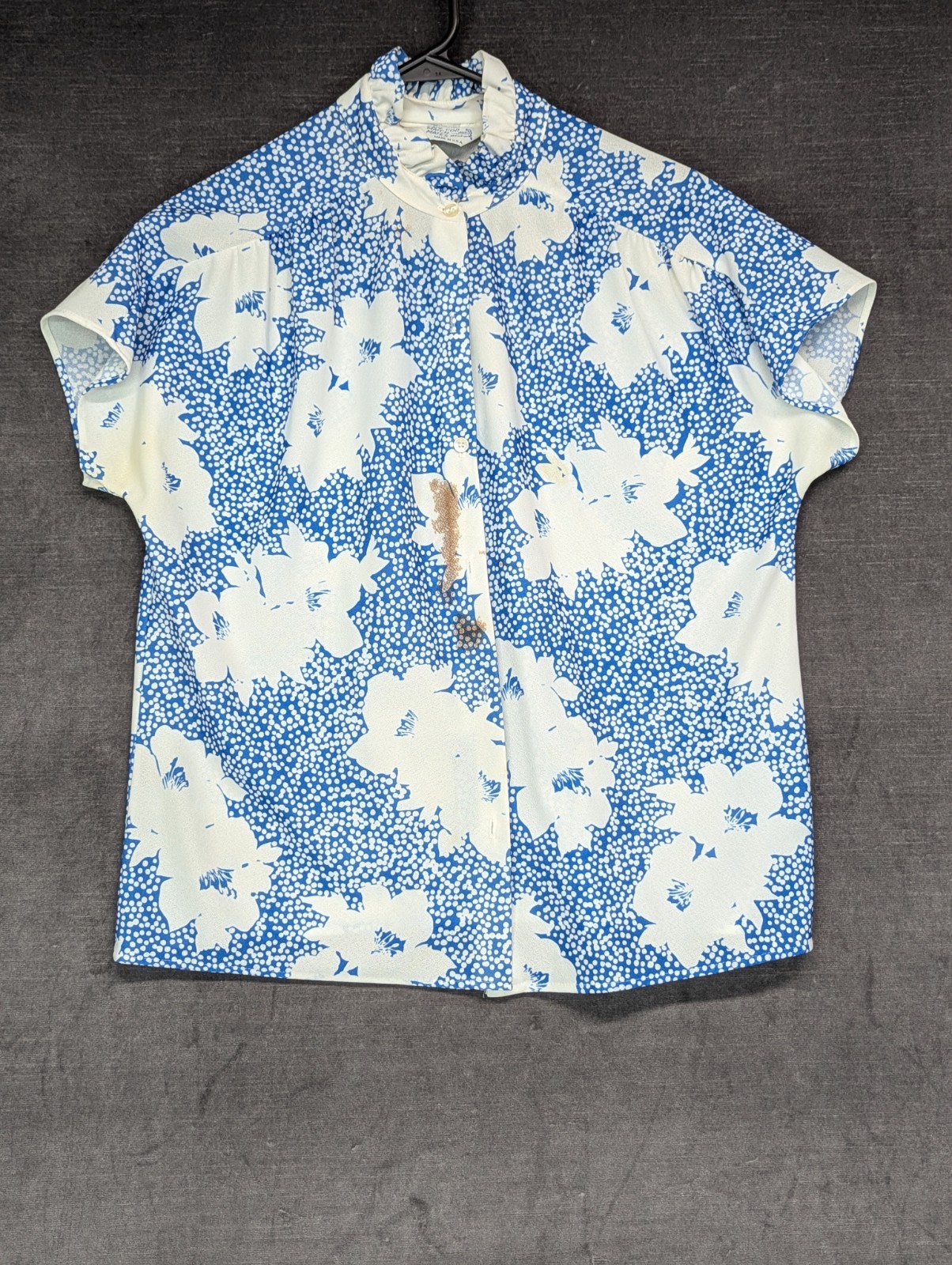 Vtg Cape Cod Match Mates Blue Shirt/Jacket Set Grandma Core Pussycat Bow Coastal