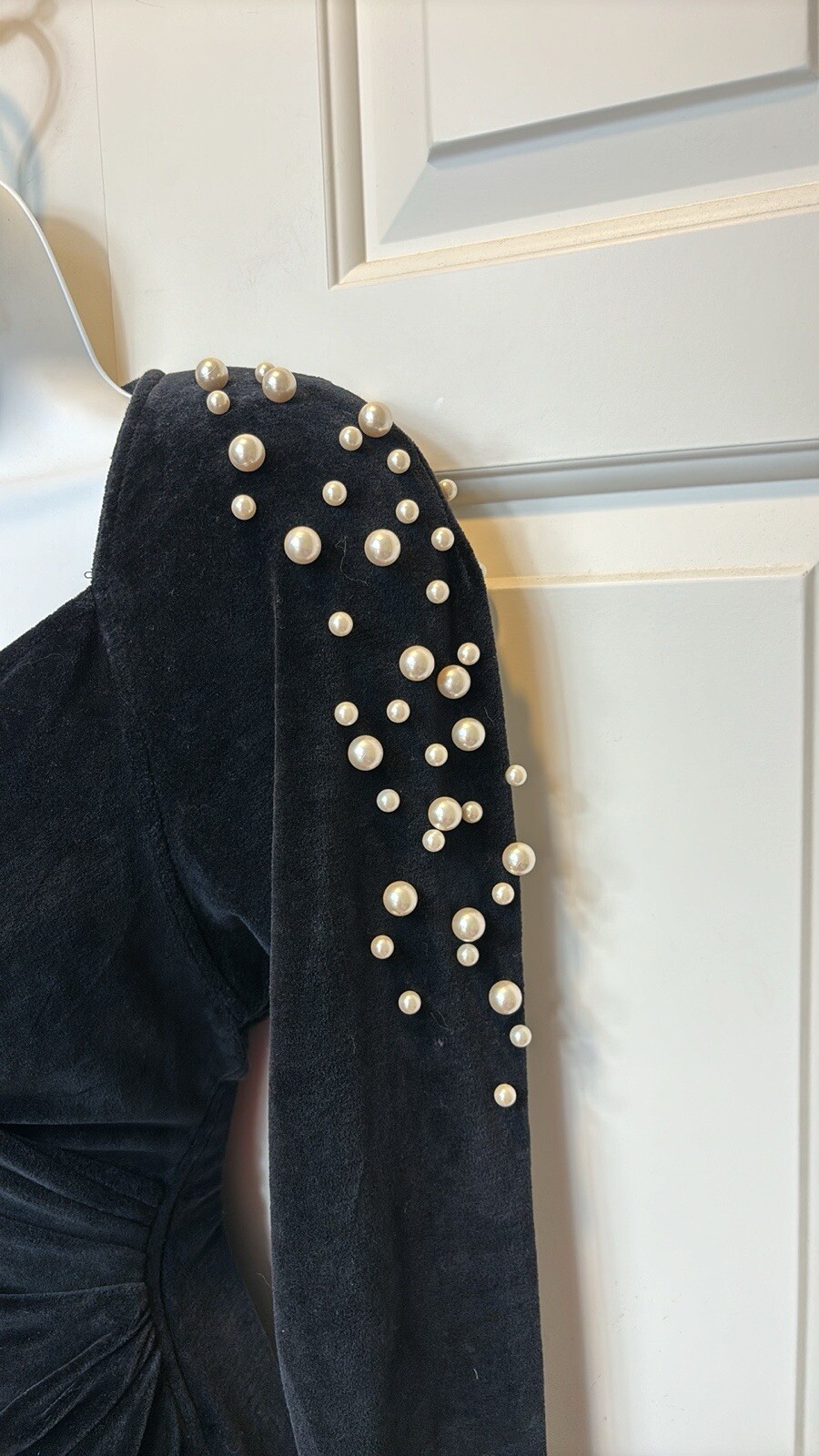 Tadashi Shoji Vintage Velvet Wrap Dress with Pearls