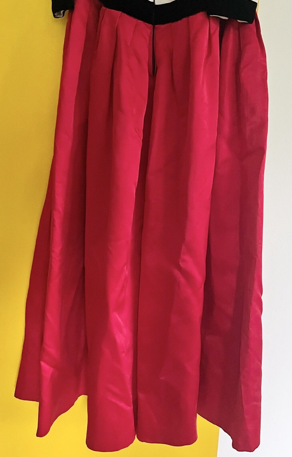 Vintage 1980s Fernando Pena Black White Red Dress Satin Velvet Bows Unique Rare