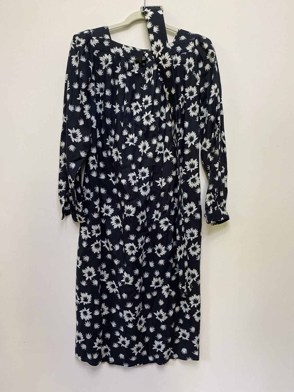 Vintage 80s Stanley Sherman 6 100% Cotton Belted Dress floral square neck