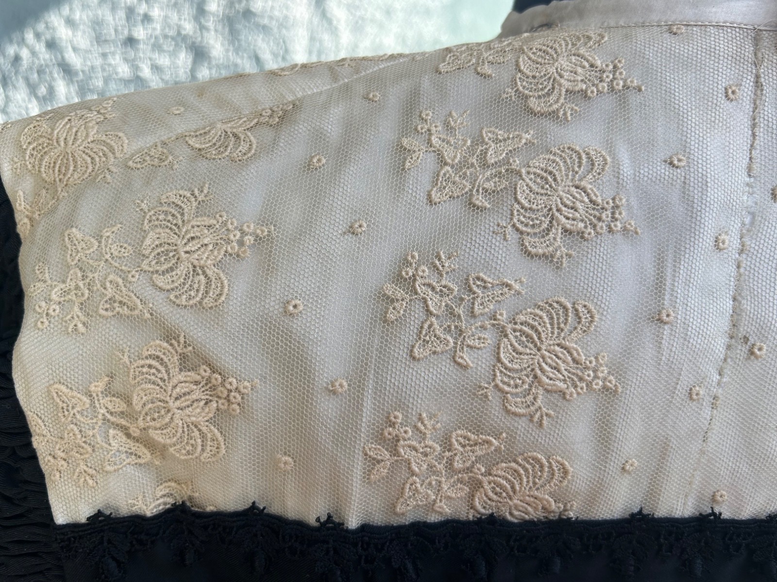 Antique Edwardian Black Lace Bodice Dress PRISTINE XXS Victorian Shirt Waist