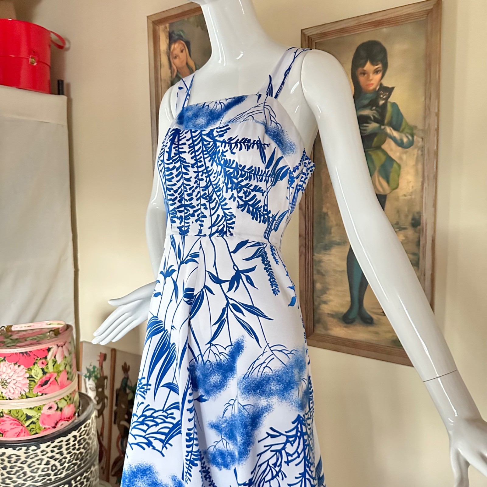 Vintage 1970s Hawaiian Dress Fit & Flare Maxi Sundress Hawaii Nei Floral Vacay S