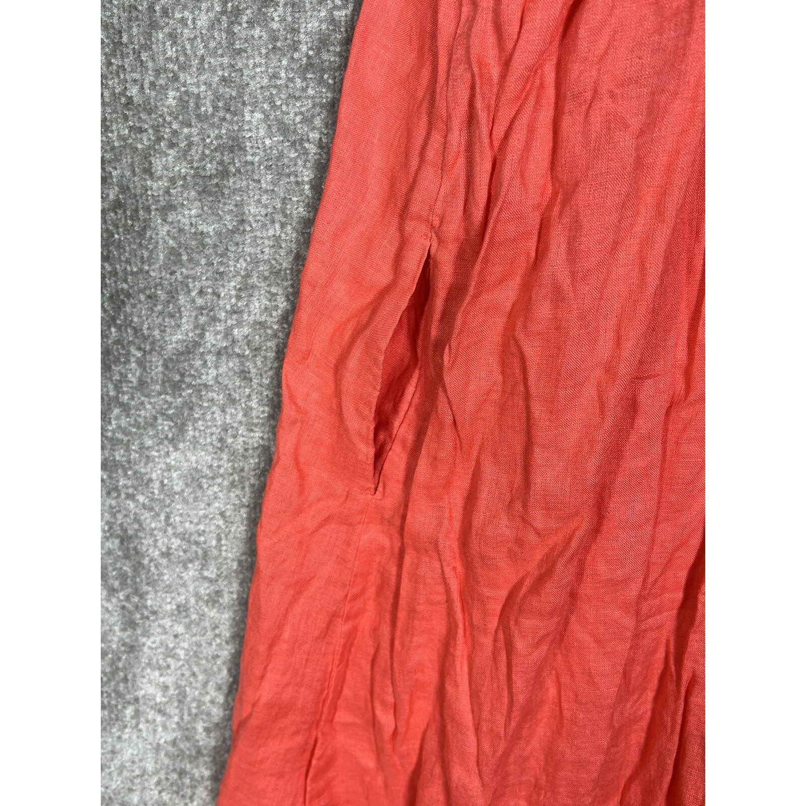 Gap Linen Cami Dress Womens Size 2 Fire Coral Lined Pockets Racerback A-Line