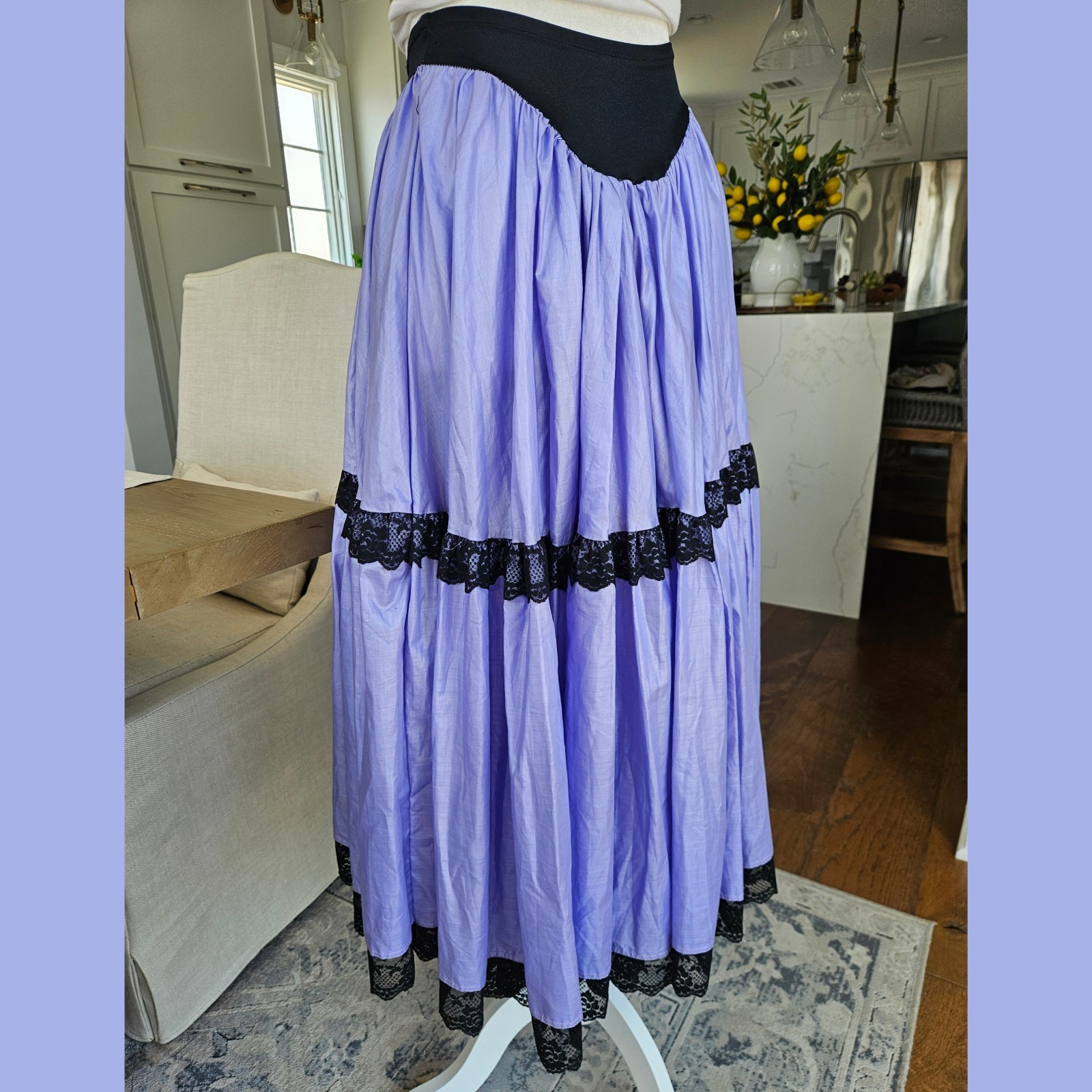 Vintage 80s Ultra Rare Punk Label Betsey Johnson Purple Tiered Skirt One Size