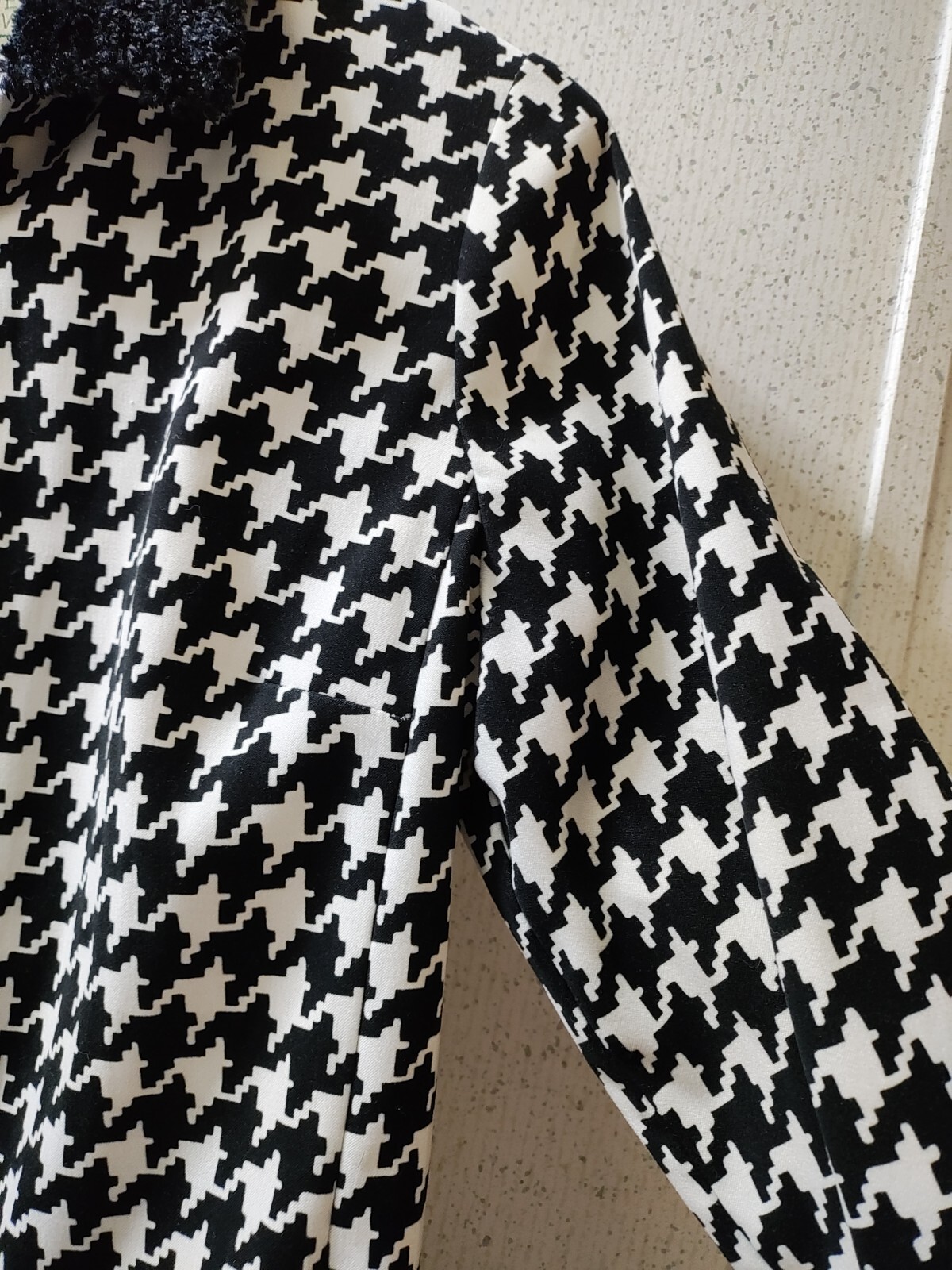 Vintage Pine Cove Houndstooth Jacket Zip-up Women’s 8 Fuzzy Collar Y2K 90s Clean