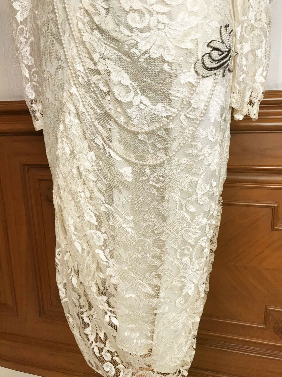 Vintage A La Carte California Lace Formal Party Dress Gown Ivory Sz 11/12 USA