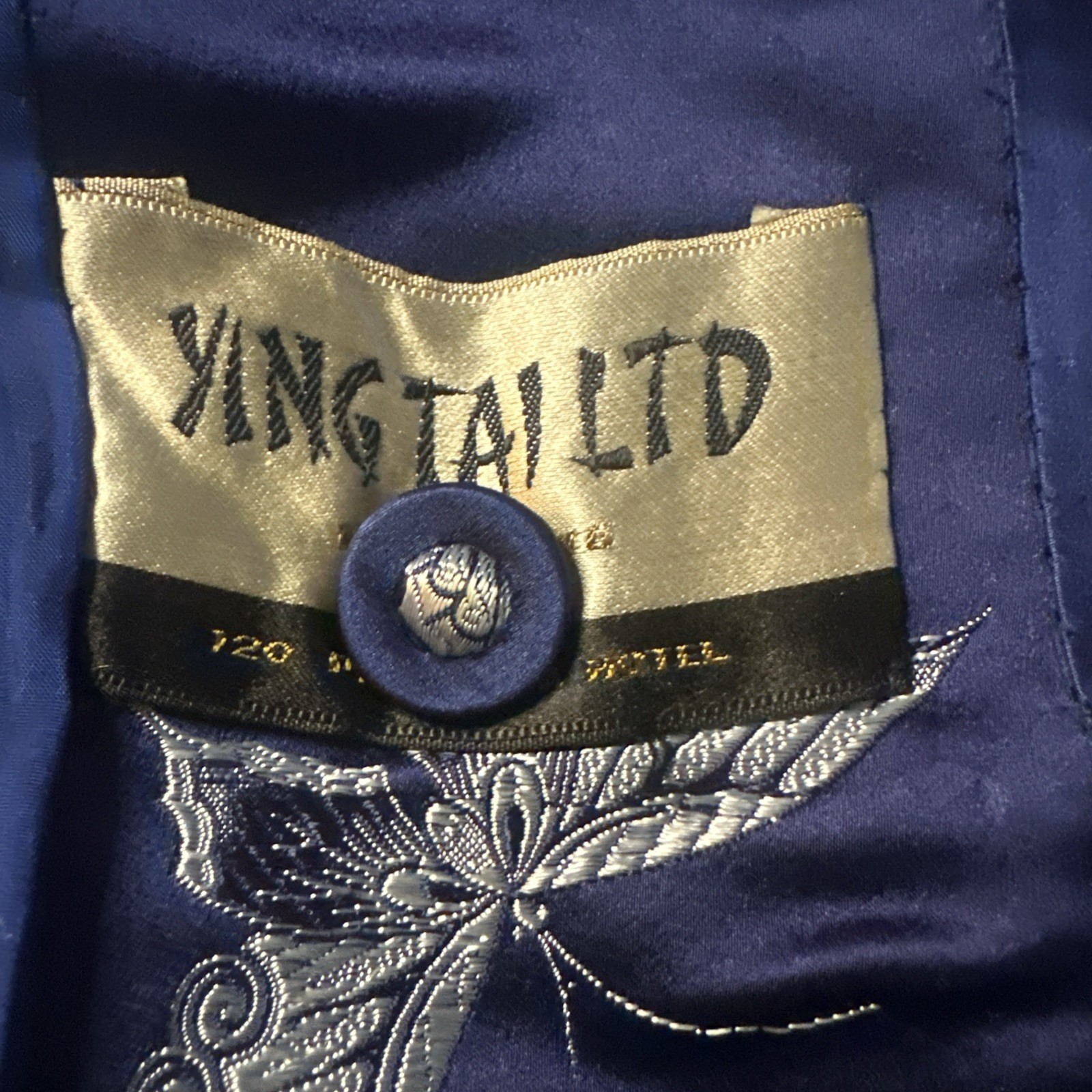Ying Tai Ltd Vintage Women Jacket Silk Gold Butterfly Motif Hong Kong Boutique