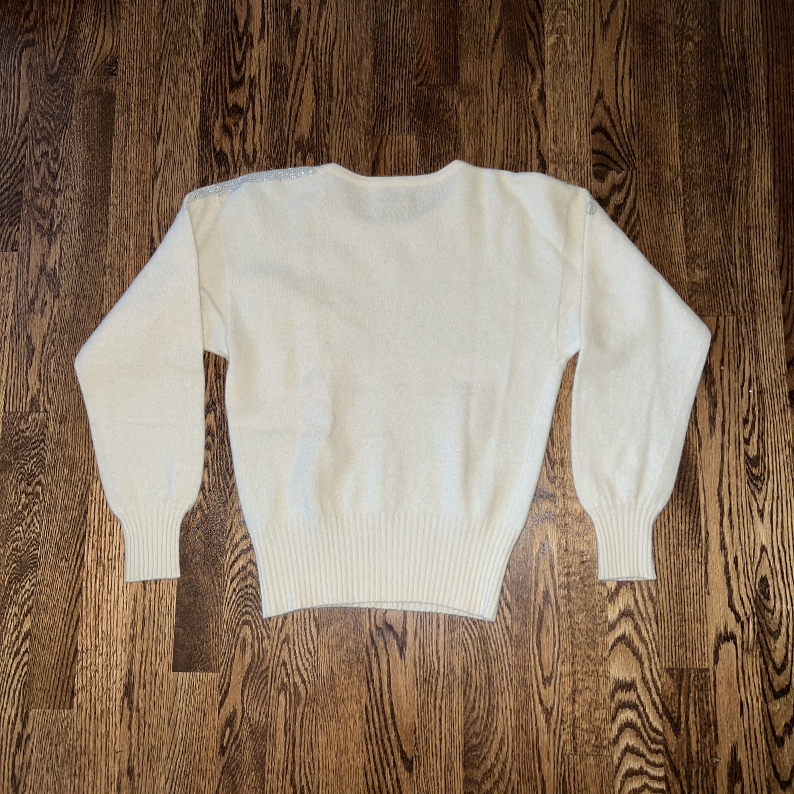 VINTAGE MIRRORS OF KRIZIA IVORY LAMBSWOOL BLEND SWEATER size S