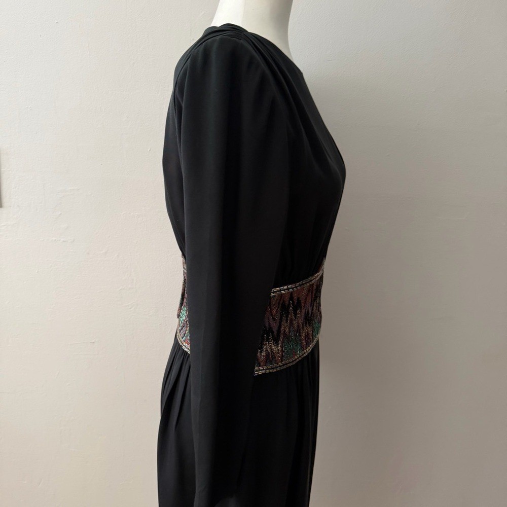 Vintage Francesca of Damon Midi Silk Cocktail Dress Whinsigoth Goth Beaded 1980s
