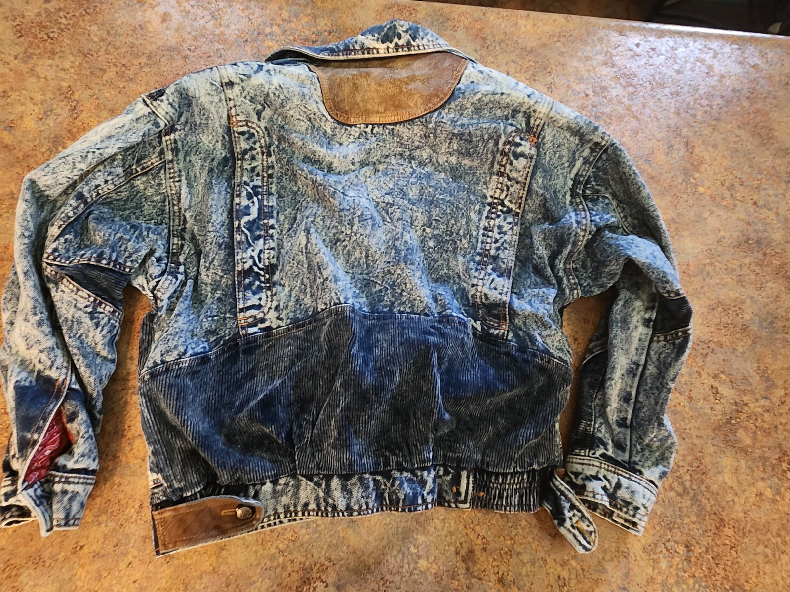Vintage 80’s Giacca by J. Gallery Acid Wash Jean Jacket w/Leather/Corduroy Sz L