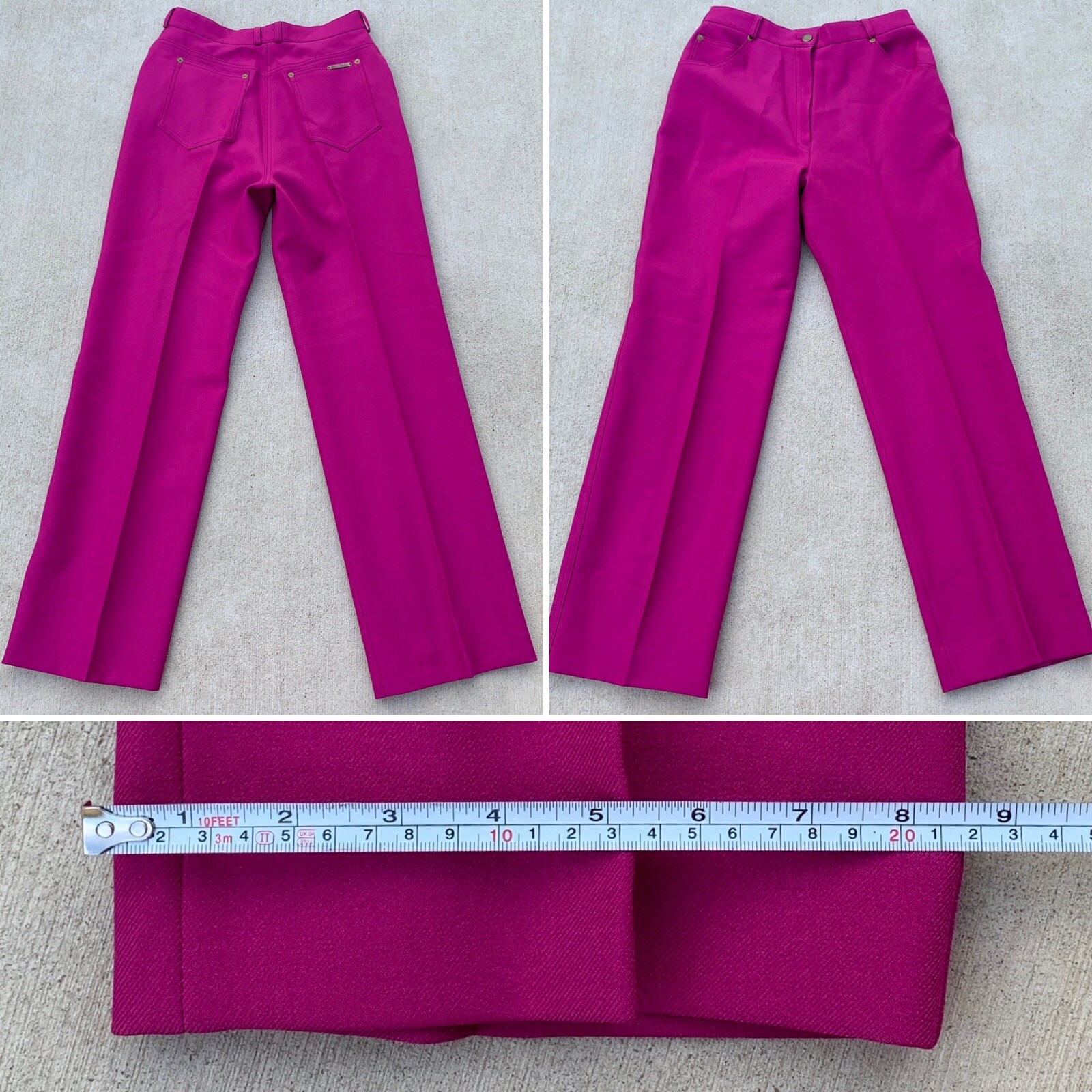 Vintage Loubella Pants Fuchsia Pink High Waist 5 Pocket Talon 42 Zipper 28 1/2”