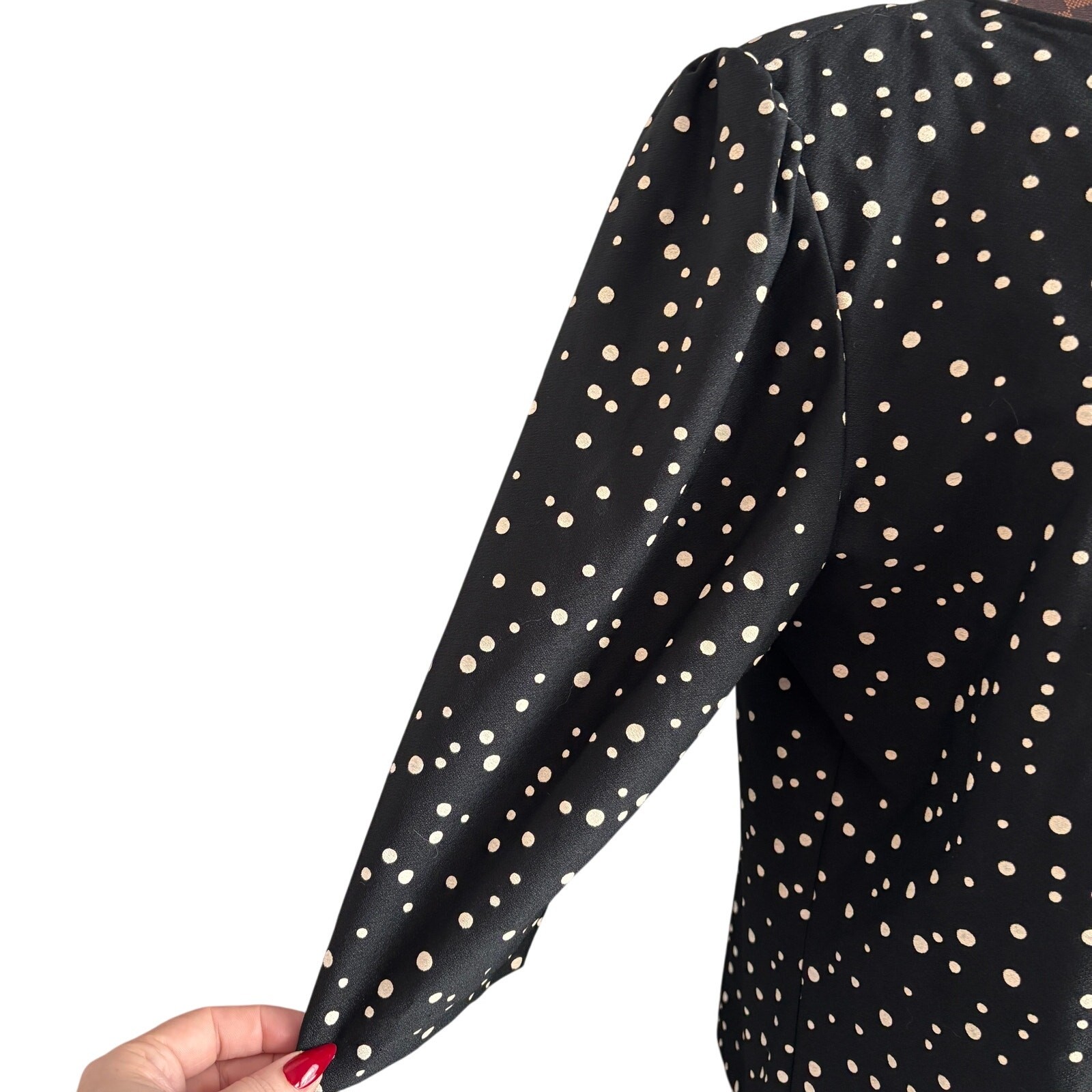 Vtg 80s California Looks Dress Size 16 Black White Polka Dot Layered Shift Retro