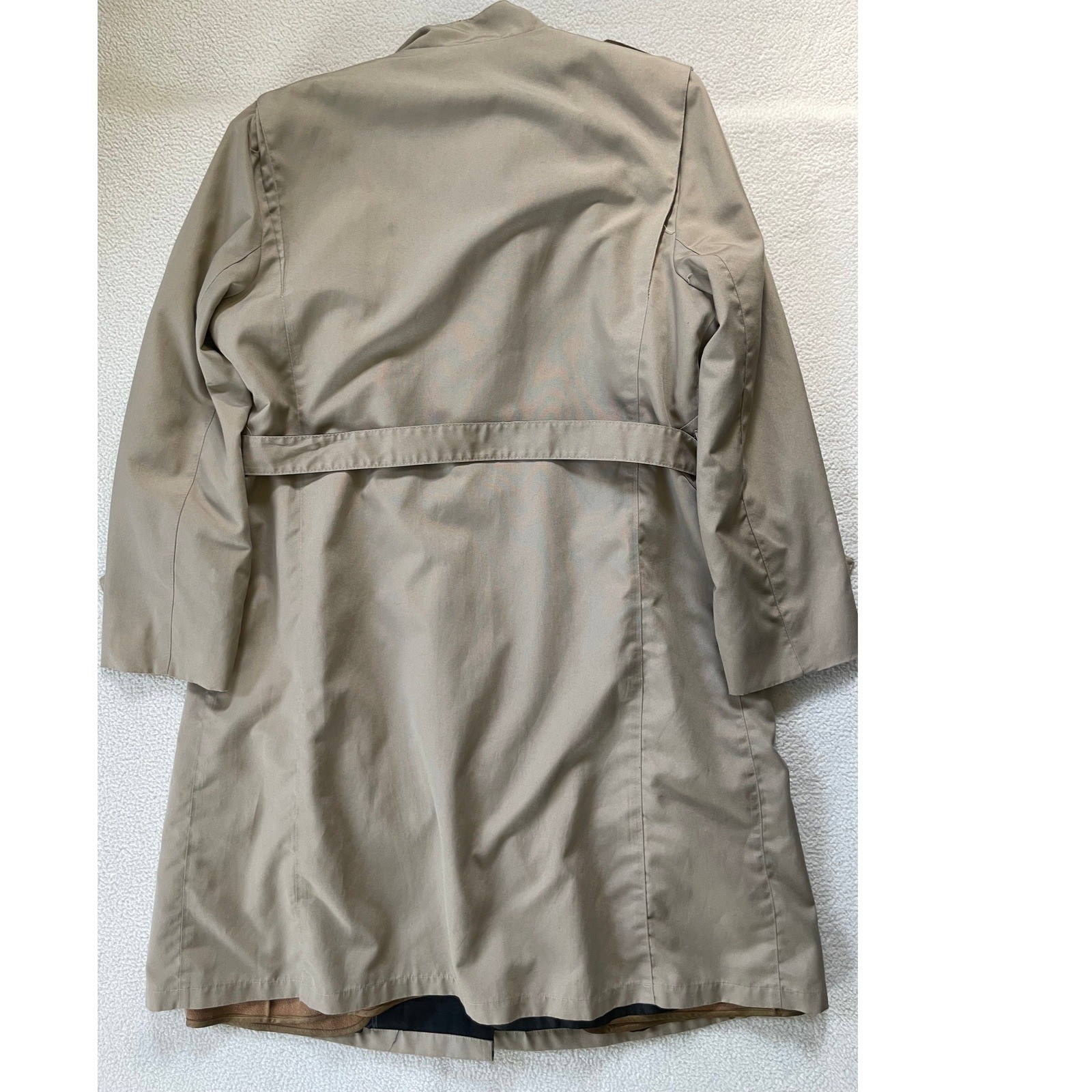 Misty Harbor Womens 14 Reg Trench Coat Beige Vintage Belted ILGWU Made in USA