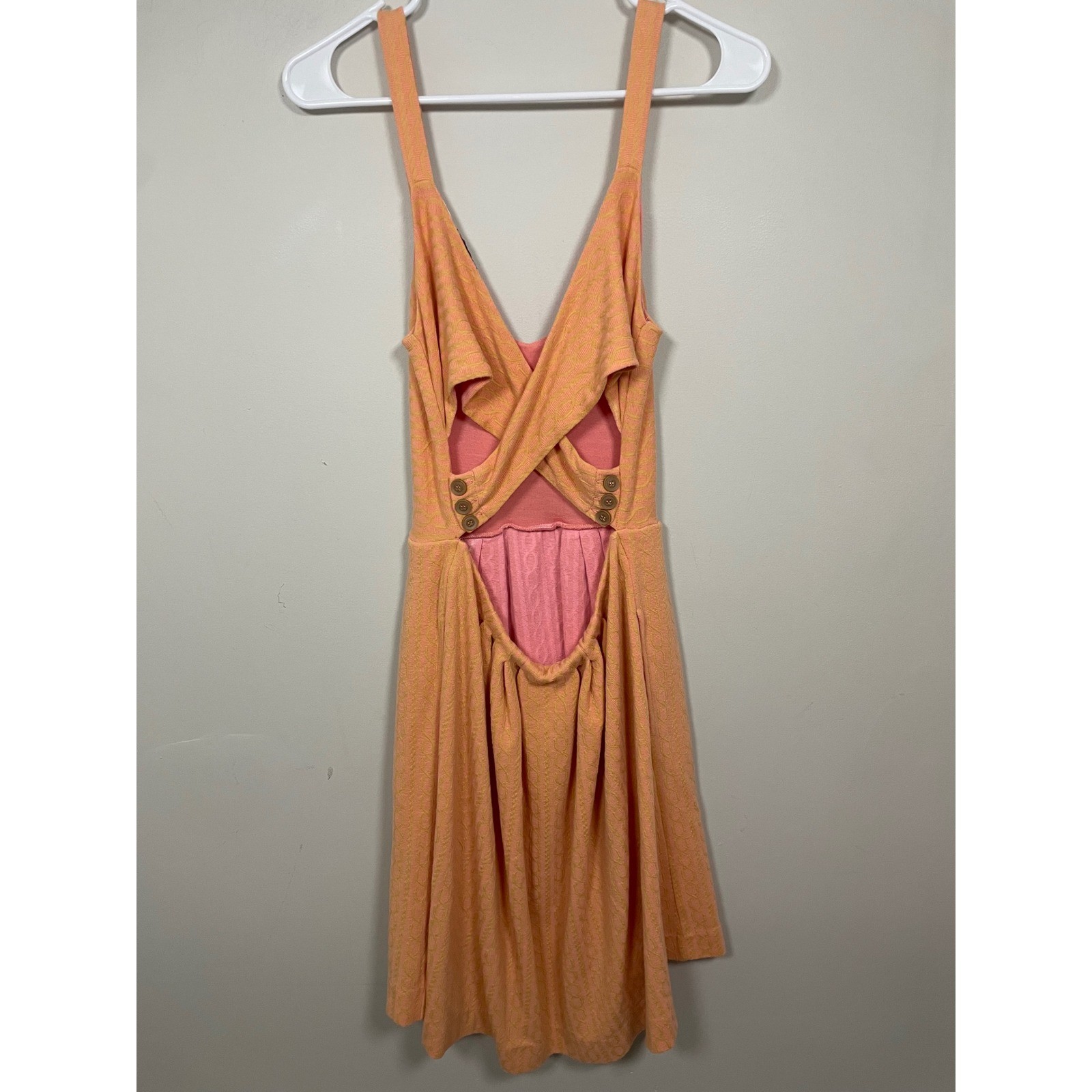 Anthropologie Postmark Open Back Sleeveless Dress in Orange and Pink Size Medium
