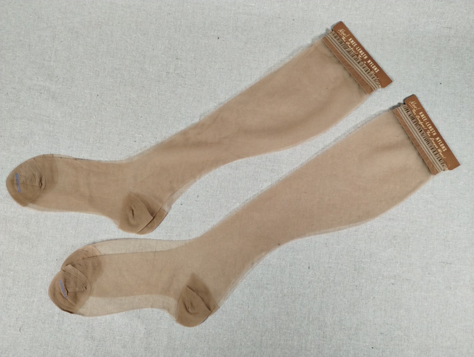 Vintage Nylon Stockings Seamless Hosiery Irregulars Beige Size 10 NOS 2 Pairs