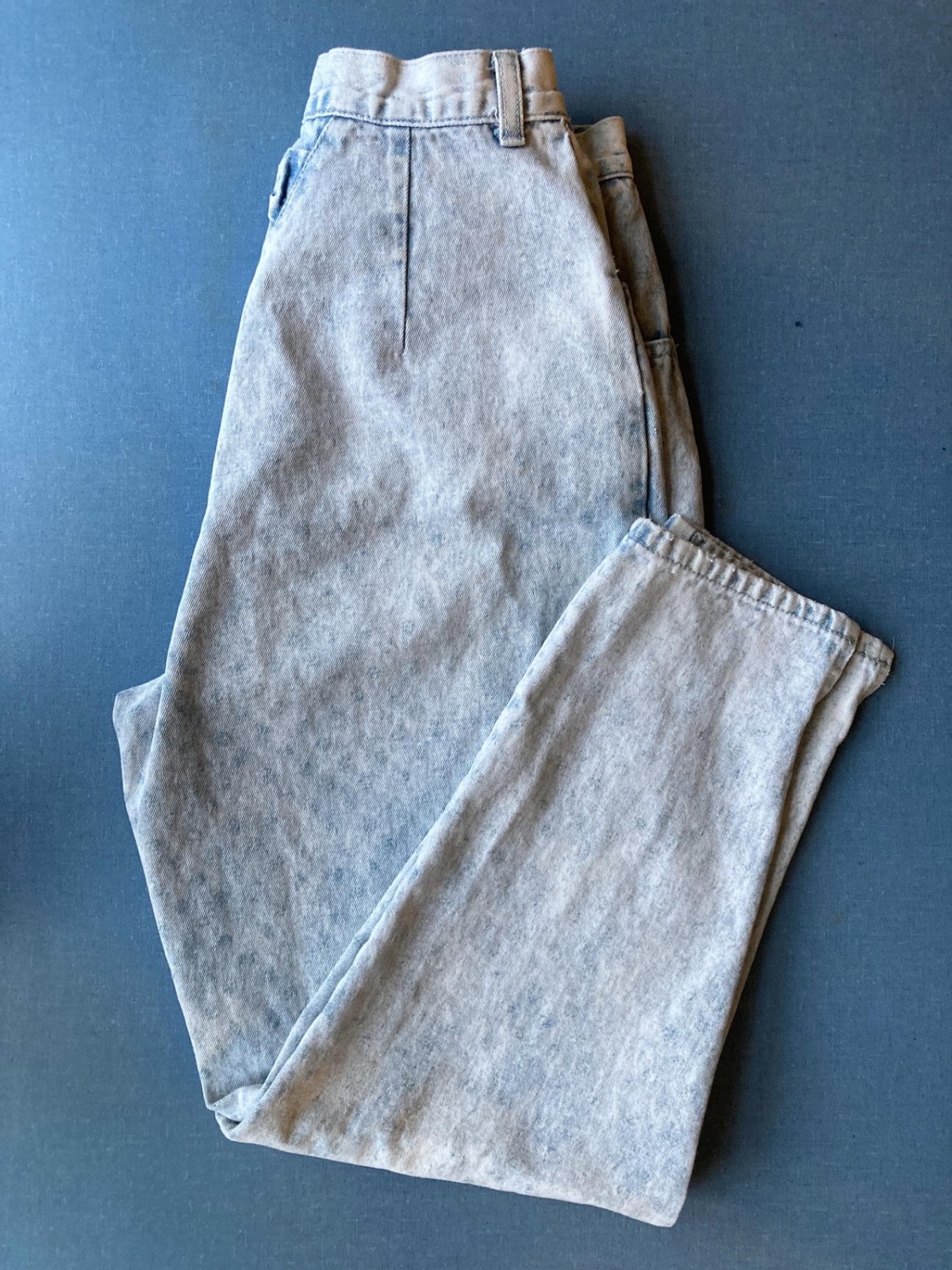 Vintage 80s Light Wash Polka Dot Tapered Jeans, XS, Waist 28″