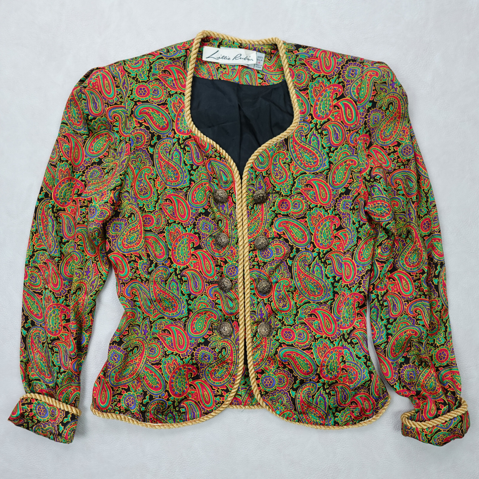 Adrianna Papell Lillie Rubin 2 Pc Silk Paisley Suit Evening Cocktail 4 Vintage