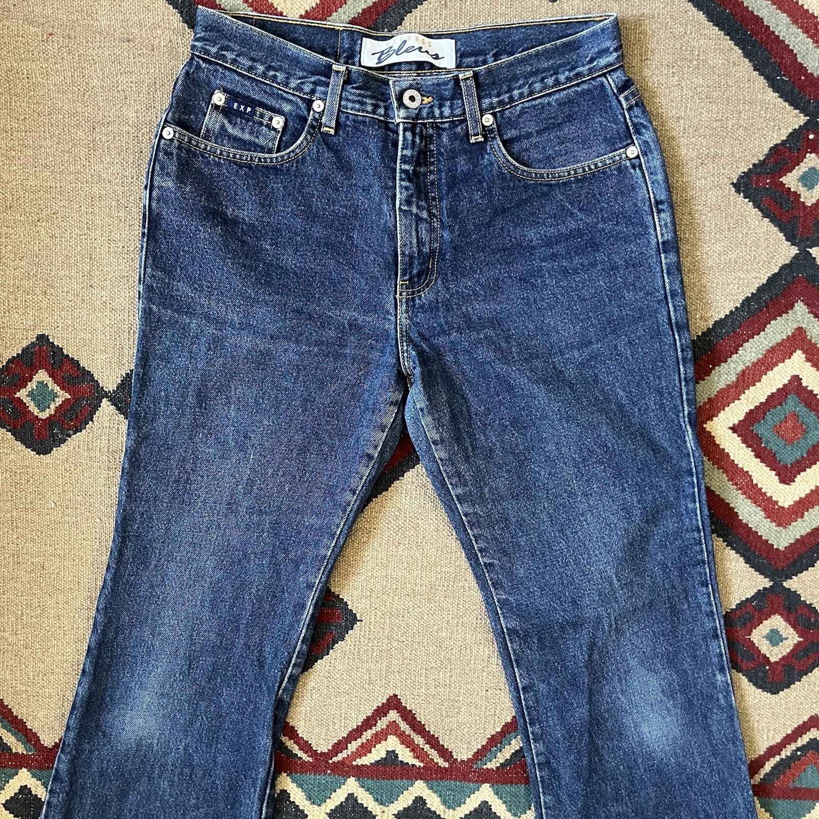 Vintage 90s Express Boot Cut Flare Bell Jeans Women’s 9/10 R USA Made Blue Denim
