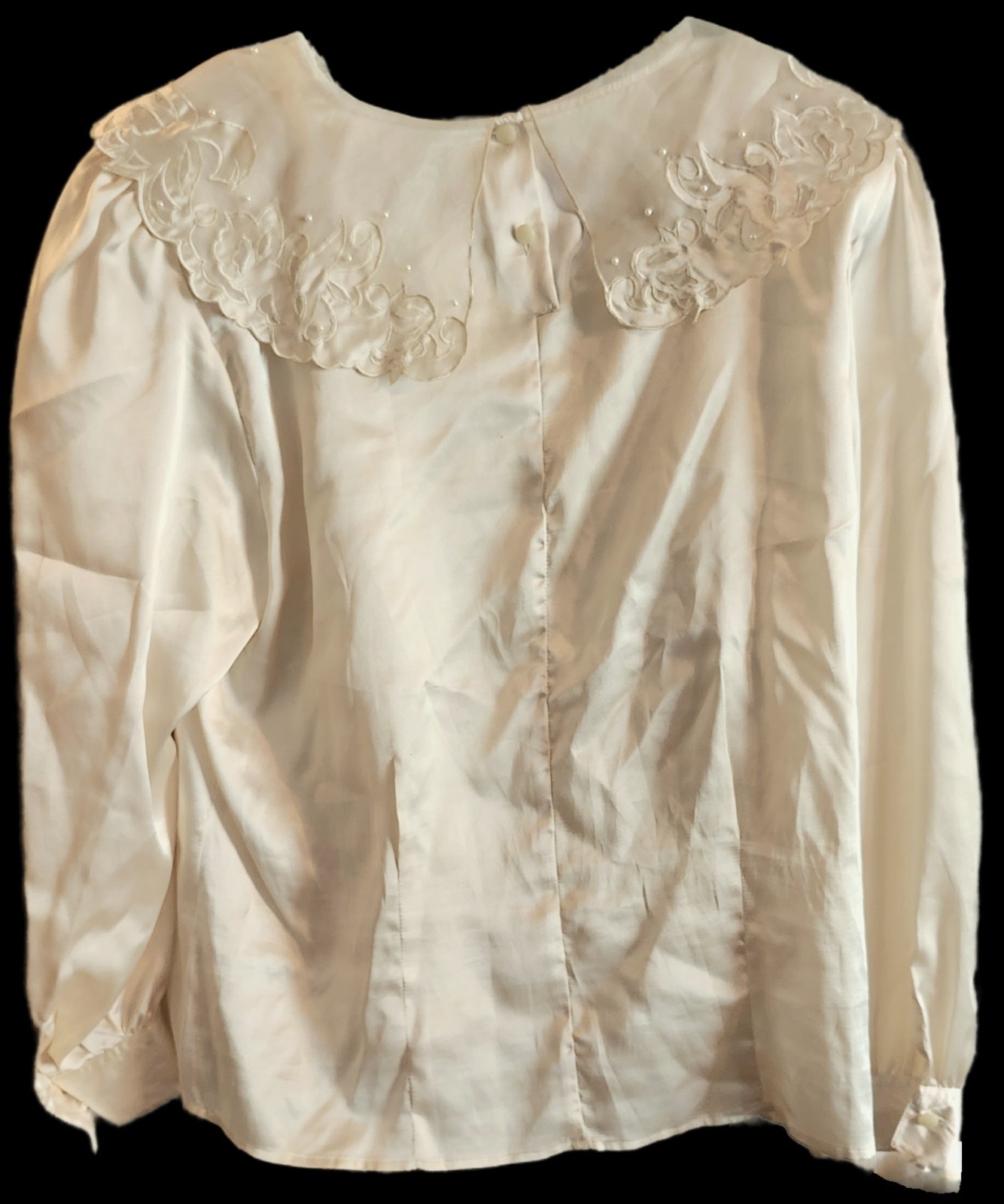 Vintage Laura & Jayne Applique Embroidery & Pearl Embelleshed Collar Blouse