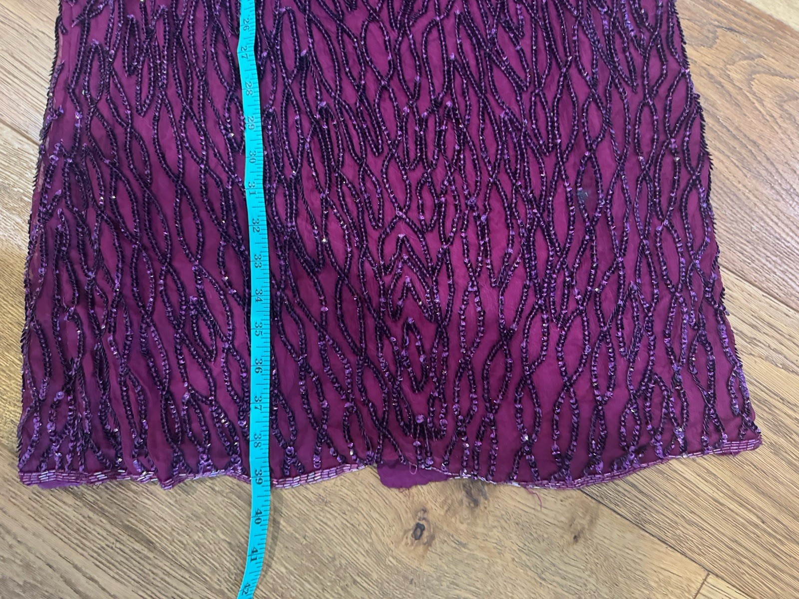 Vintage Sweelo Purple Beaded Sequin Silk Cocktail Shift Mini Dress Wm M 8 / 10