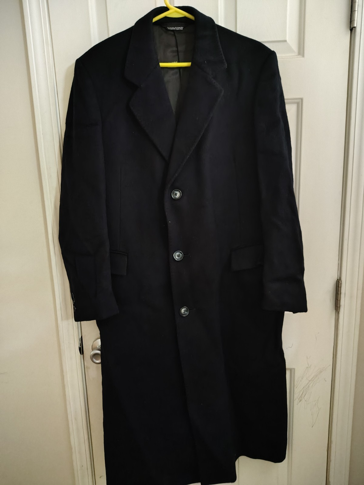 Vintage Coat Wool Cashmere Long Black