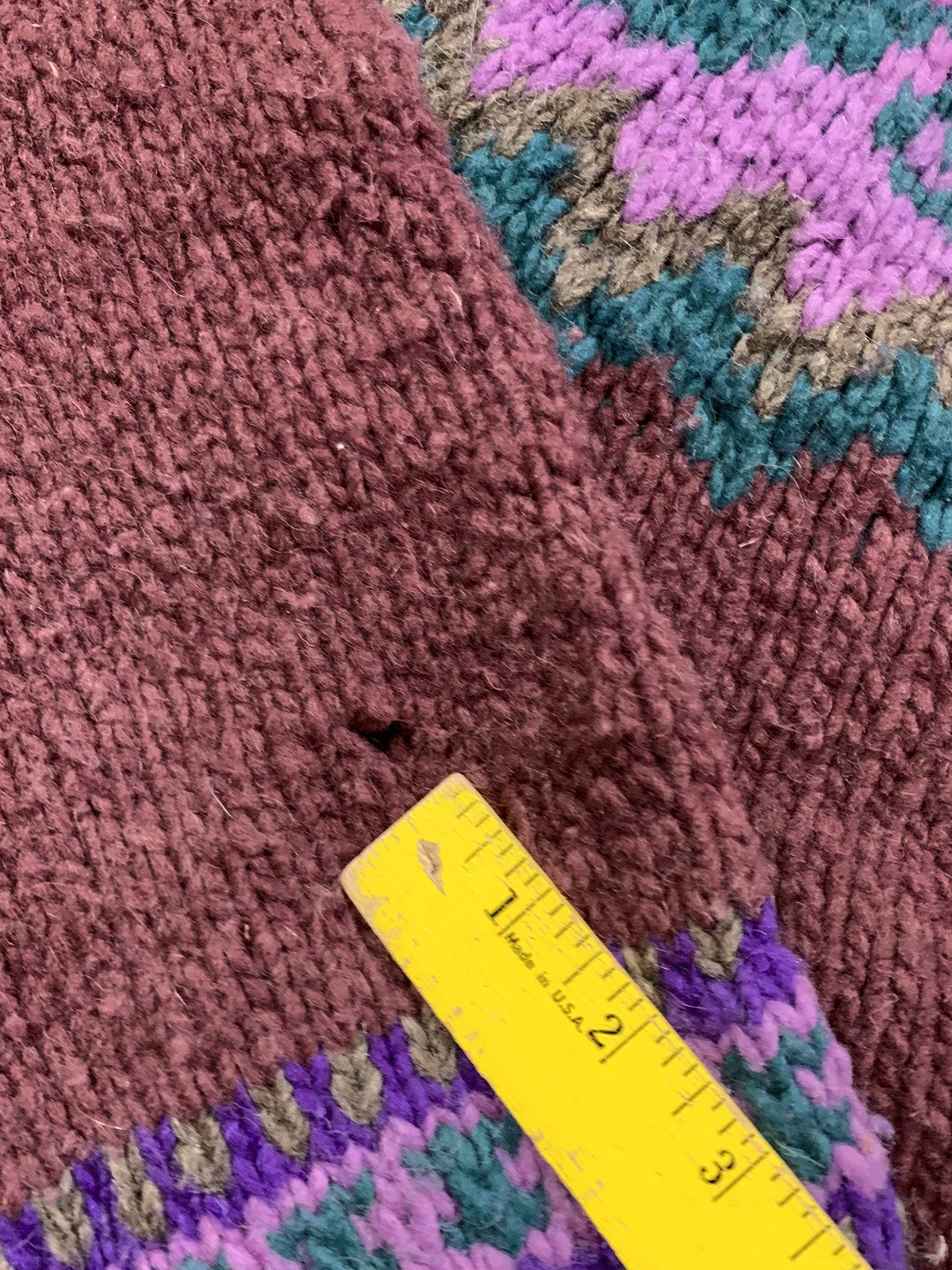 Vintage 80s 90s Nuca Huasi Hand Knit Virgin Wool Ecuador Cardigan Sz M Boho EUC
