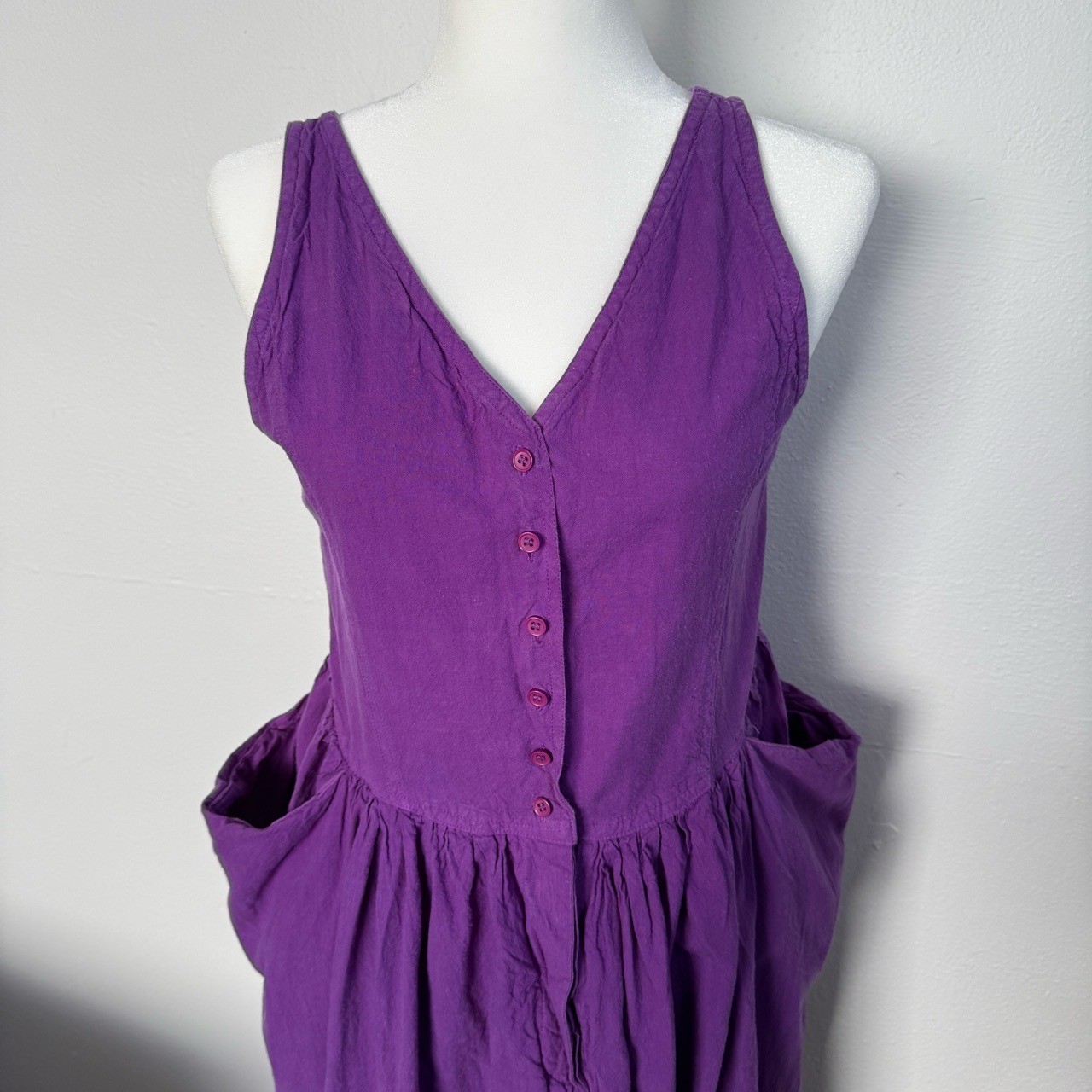 Vintage 90s Happy Legs Dress M Boho Lagenlook Purple Artsy Ren Fair Goblin Fairy