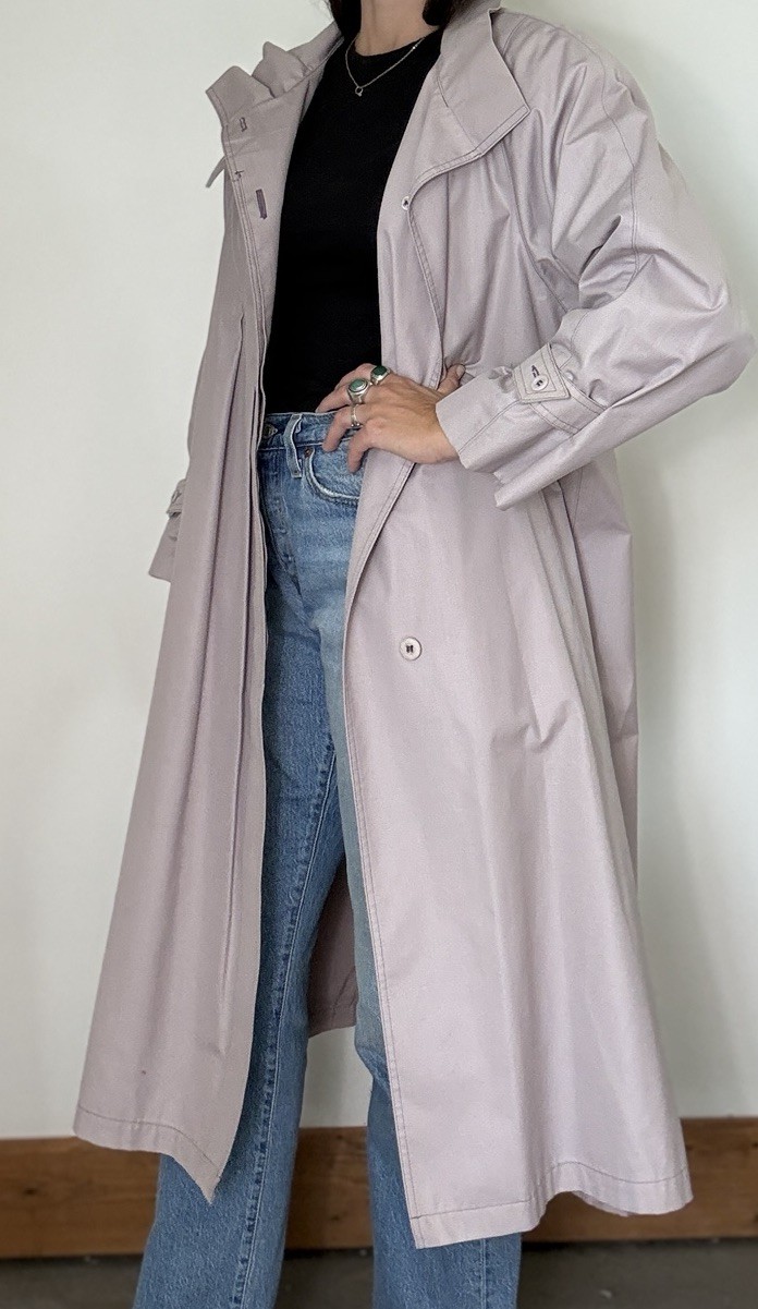 Vintage London Fog Rain Coat Light Purple Size 10 Petite