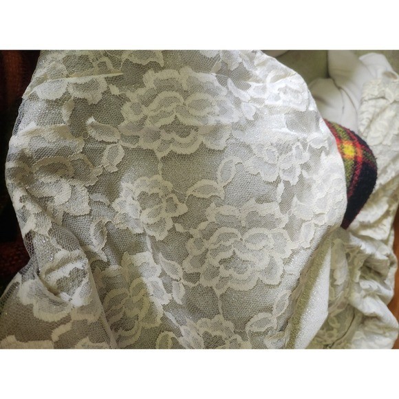 70s Lilli Diamond of California Ivory and Silver Lace Bell Bottoms