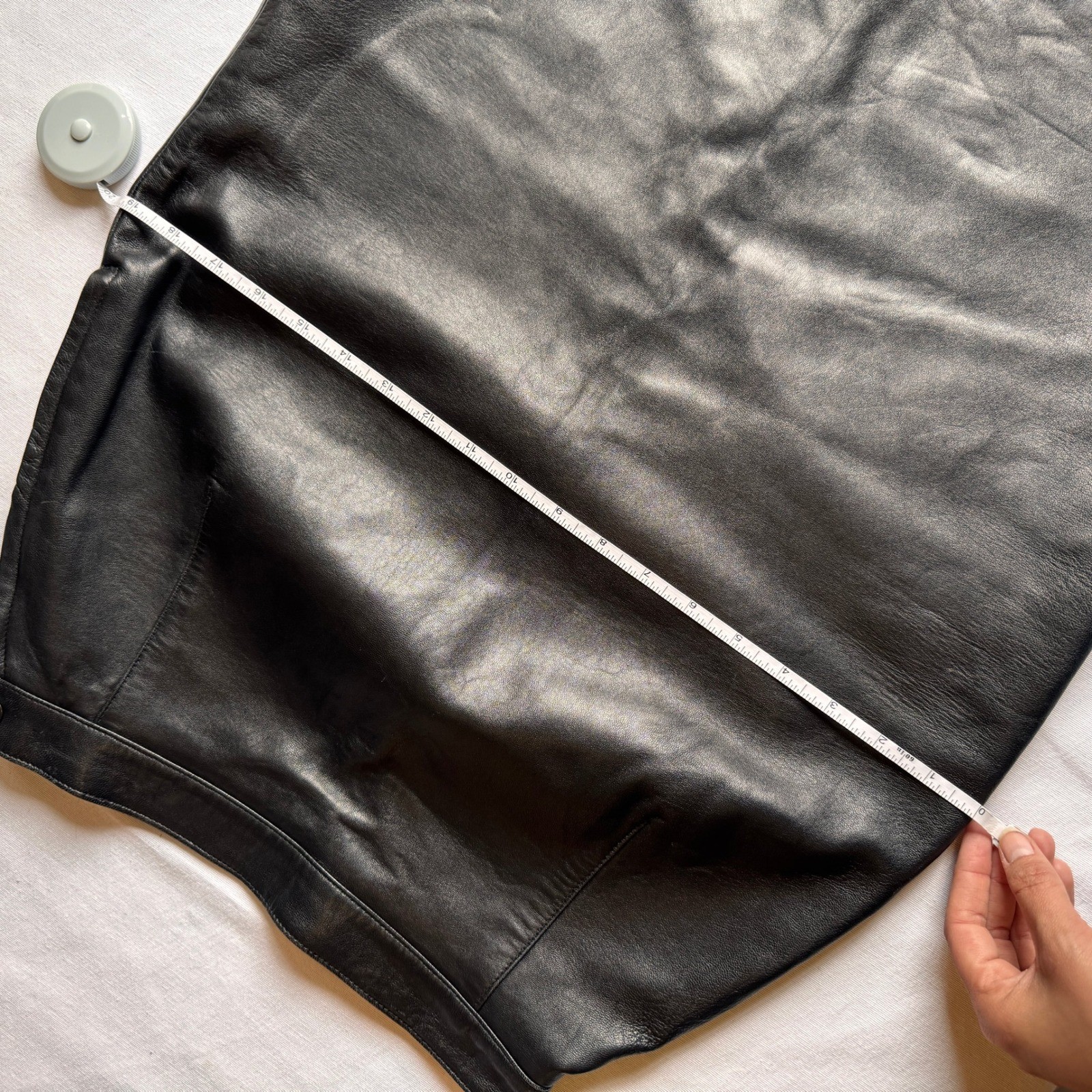 Vintage Maxima Design Studio Black Leather Pencil Skirt USA High Waist Lined