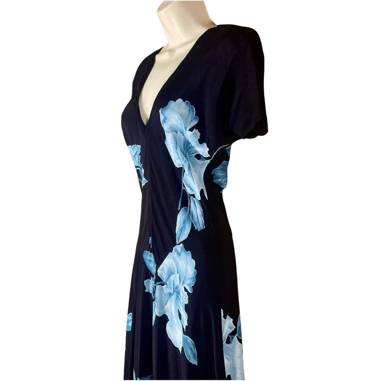 Vintage Dark Floral Maxi Dress Romantic Starina 90s Grunge Tropical Whimsygoth S