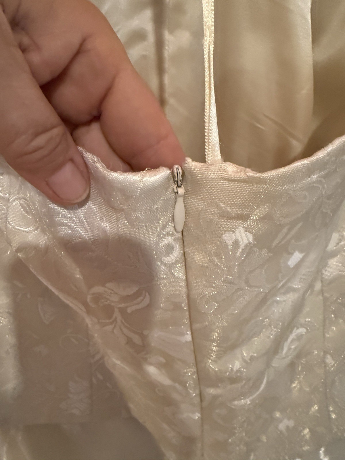 Vintage Cachet Ivory Gown 12 Formal Dress Long Maxi Brocade Top w/ Chiffon Skirt