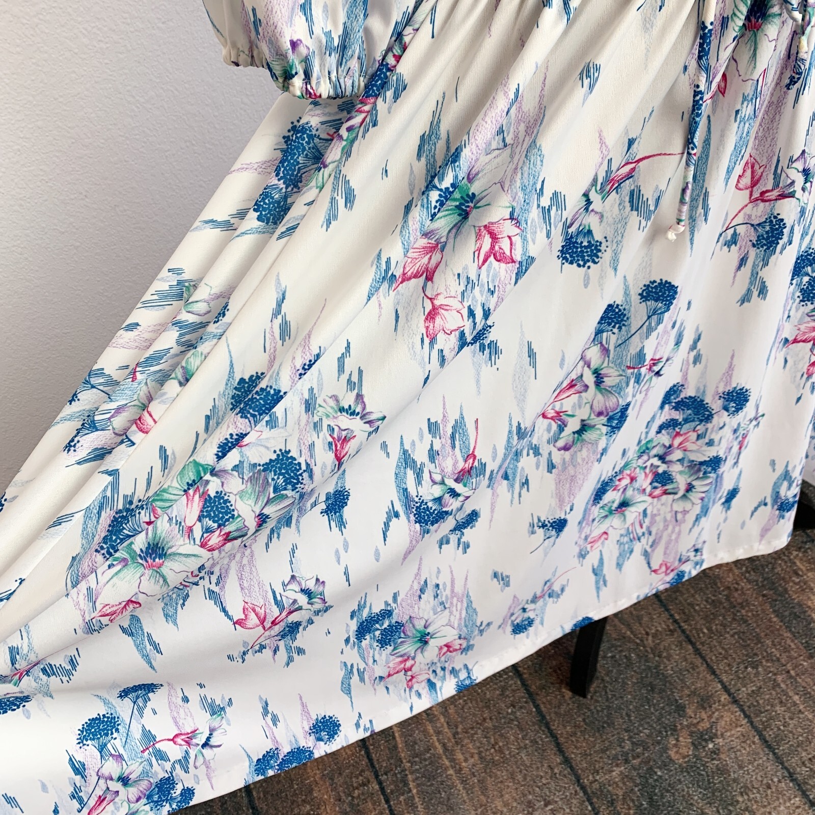 Vintage Secretary Lightweight Twee Floral Dress Retro White Colorful 12