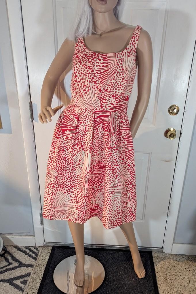 Vintage Dress Suzi Chin Maggy Boutique Red & White 34″ Bust Small Retro Party