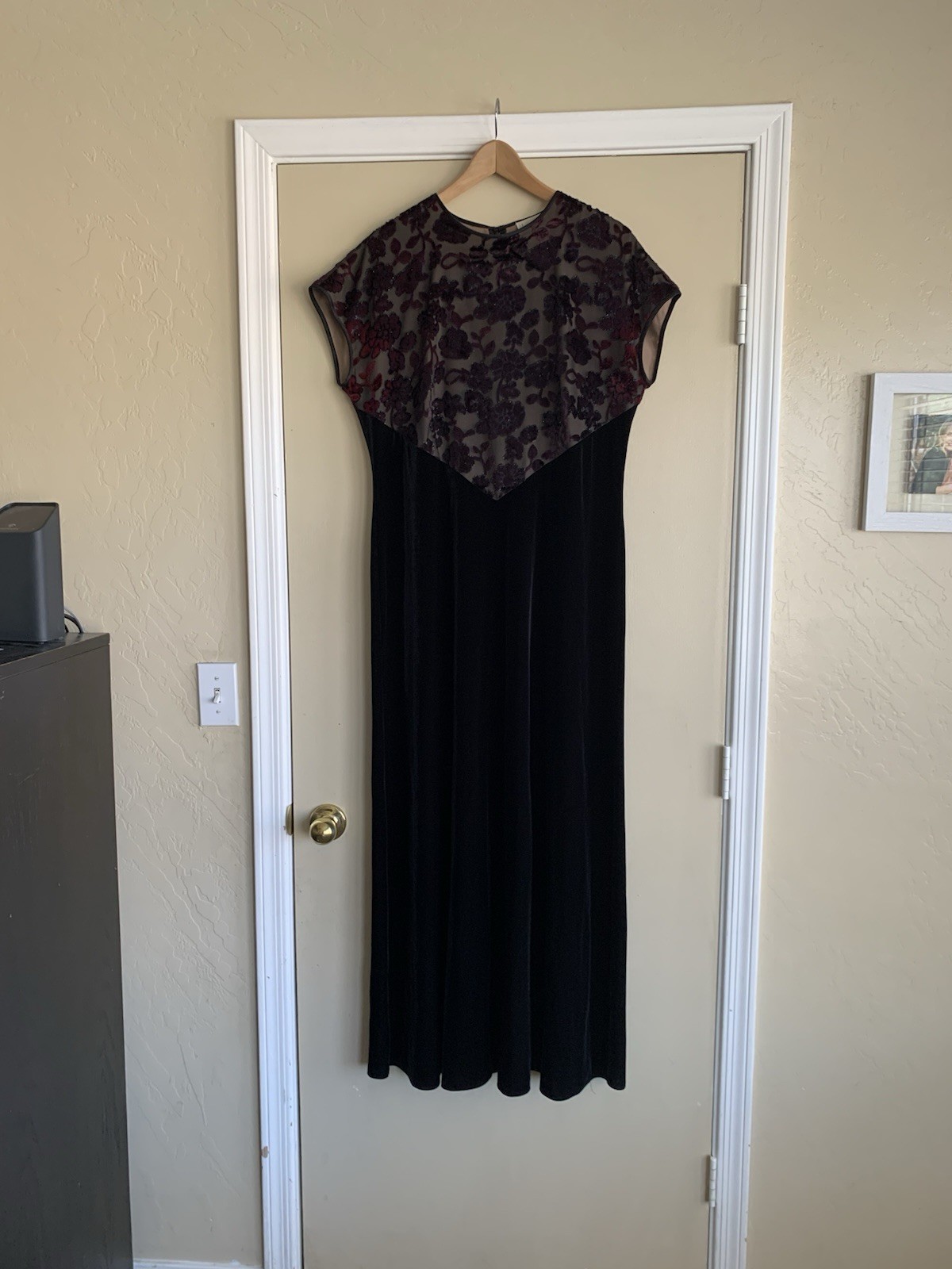 Jeffrey & Dara Evenings Maxi Dress Velvet Burnout Vtg Party Holiday Elegant 16T