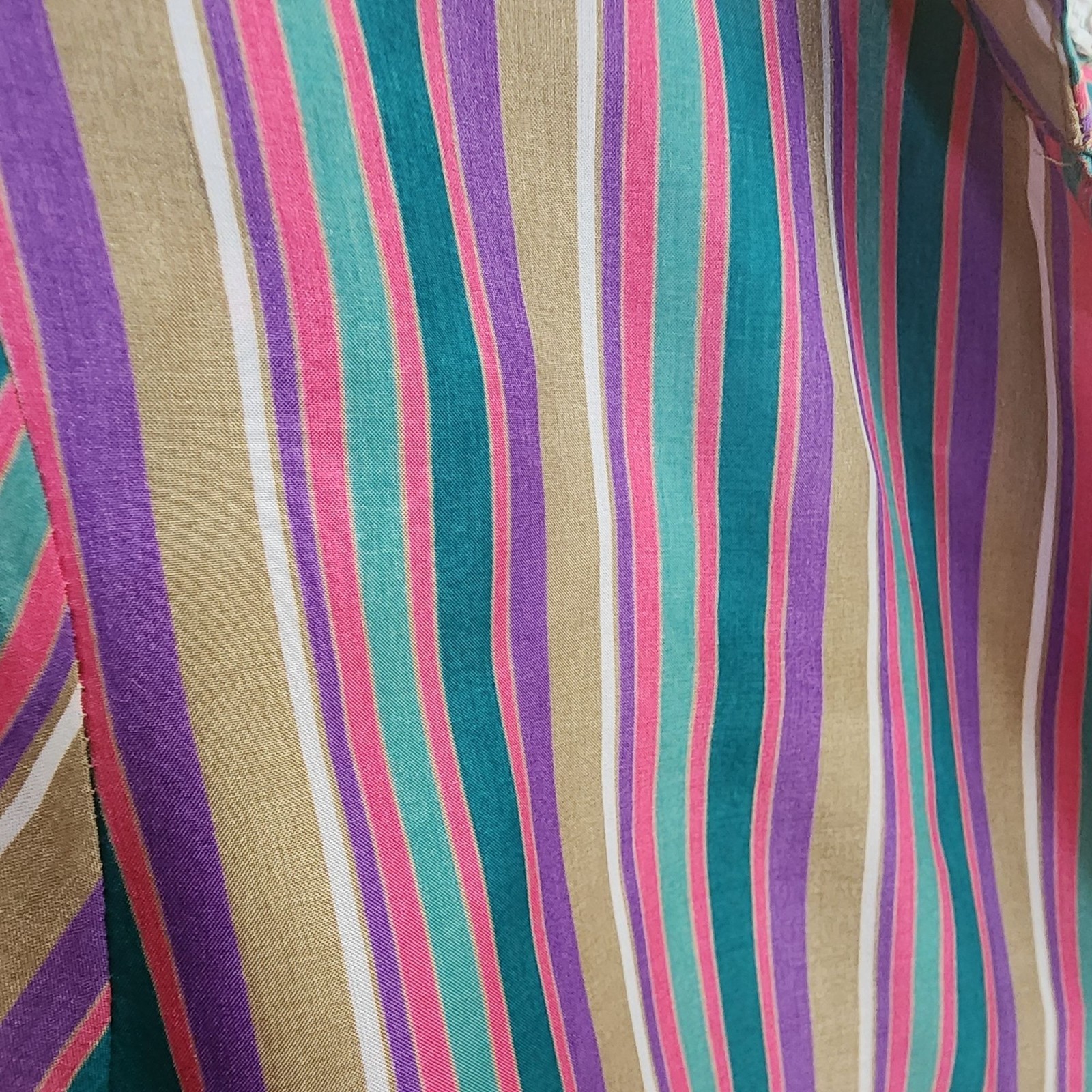 Womens Vintage Shirt Colorful Bright Rainbow Striped Blouse Size M-L Funky Retro