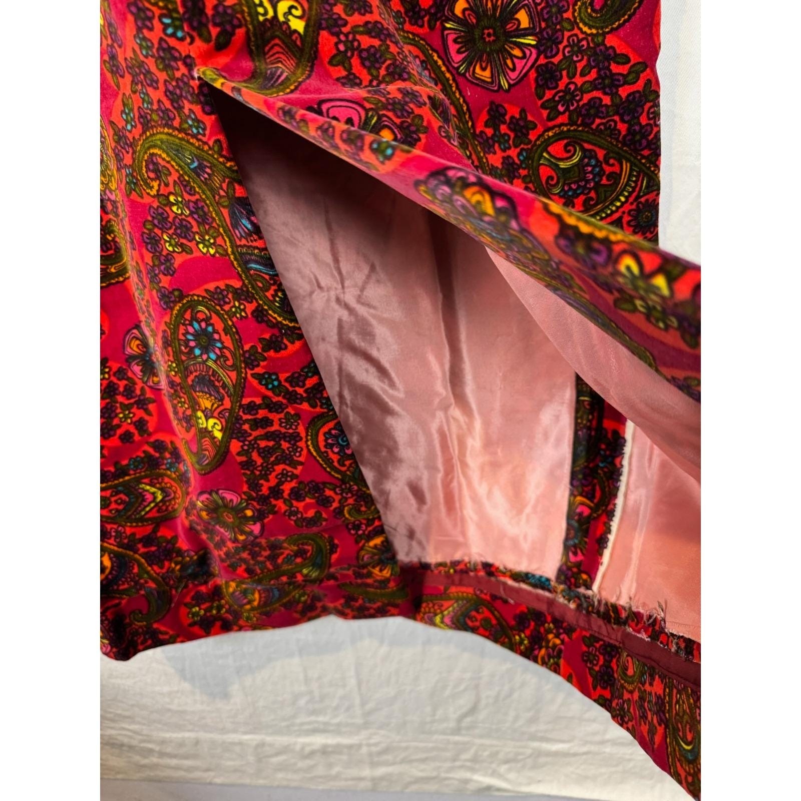 intage 70s Velvet Paisley Boho Maxi Dress Handmade Medium Retro Hippie Festival
