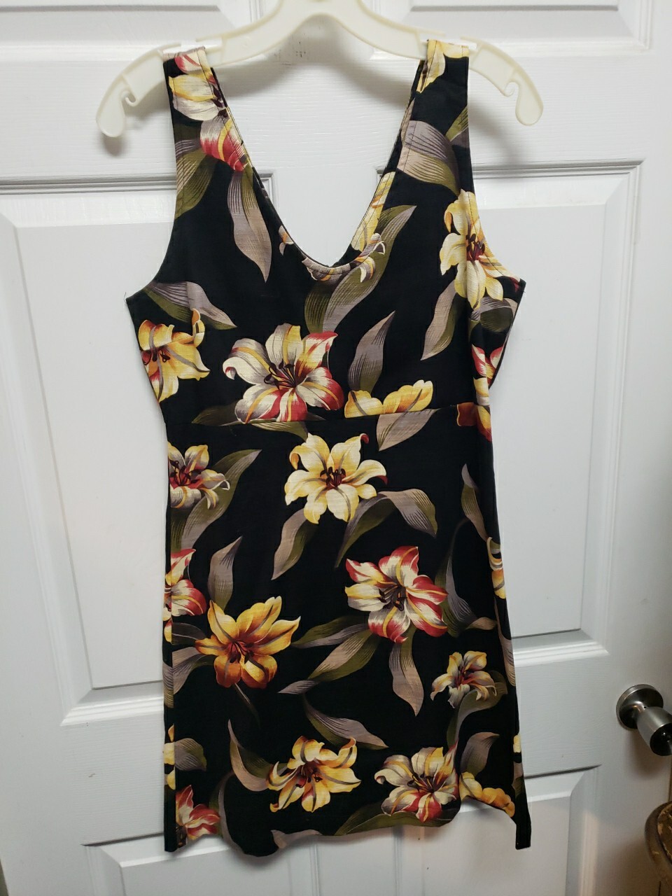 Vintage 90’s Hula Beach Short Dress S M Floral Hanalei Kauai Hawaii Sleeveless