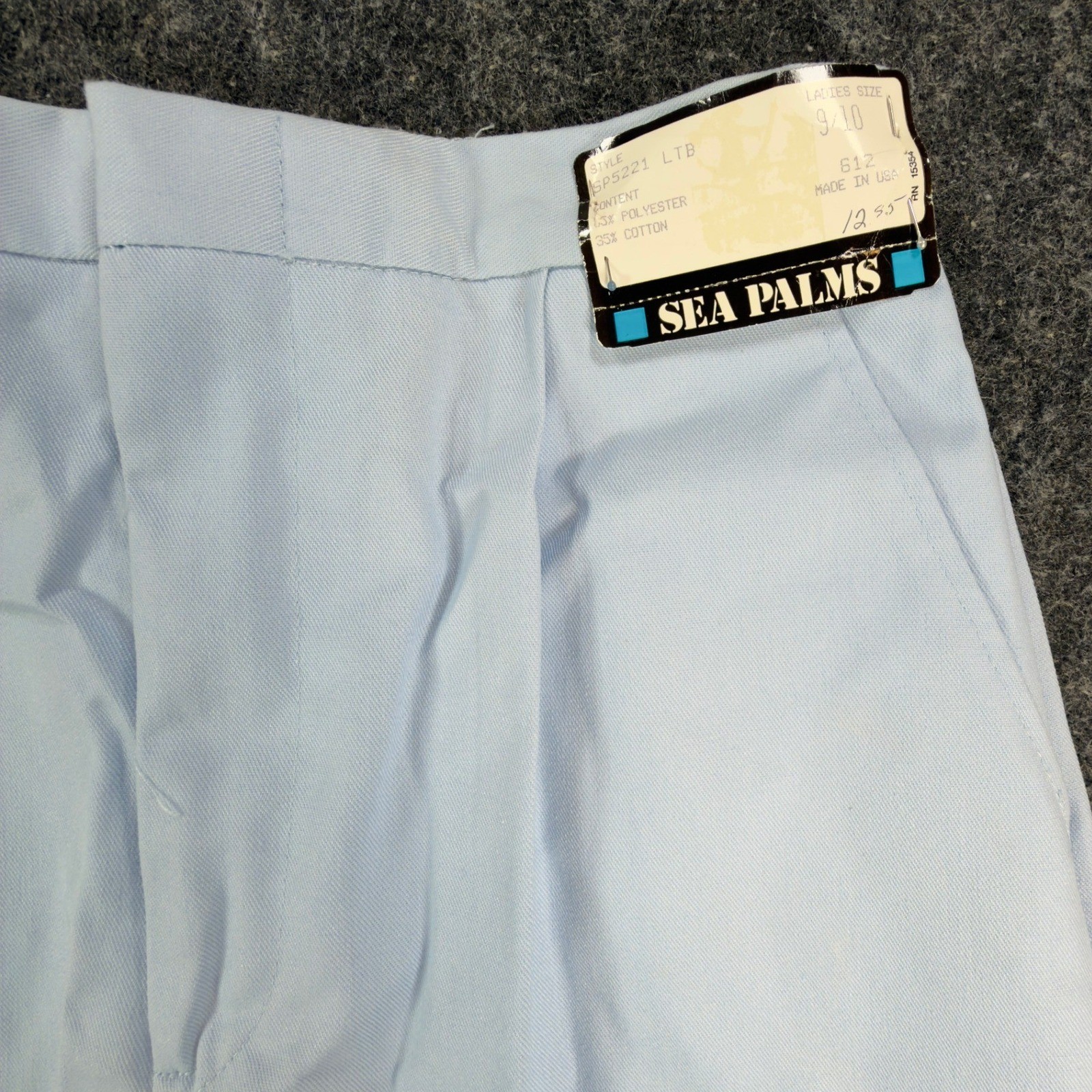 Sea Palms Shorts Womens 9/10 Blue Cotton Blend Pleated High Waist Vintage 80s